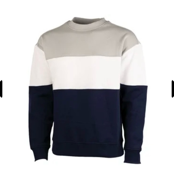 Charles River Unisex Westerly Crewneck Sweatshirt-blue/white/gray block- M - Picture 1 of 8